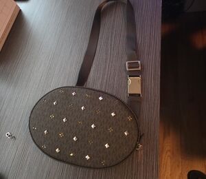 Studded Oval Crossbody Bag with Strap